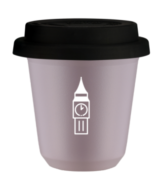 Tasse 80 ml LAVANDE "BIG BEN (blanc)", avec couvercle noir Tasse 80 ml LAVANDE "BIG BEN (blanc)", avec couvercle noir