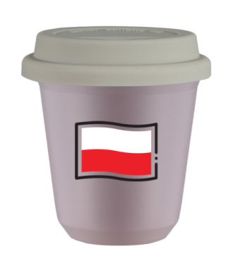 Tasse 80 ml LAVANDE "Drapeau polonais (noir)", avec couvercle blanc Tasse 80 ml LAVANDE "Drapeau polonais (noir)", avec couvercle blanc