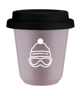 Tasse 80 ml LAVANDE "Casquette (blanc)", avec couvercle noir Tasse 80 ml LAVANDE "Casquette (blanc)", avec couvercle noir
