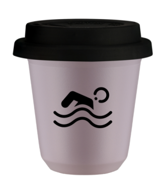 Tasse 80 ml LAVANDE "Natation", avec couvercle noir Tasse 80 ml LAVANDE "Natation", avec couvercle noir