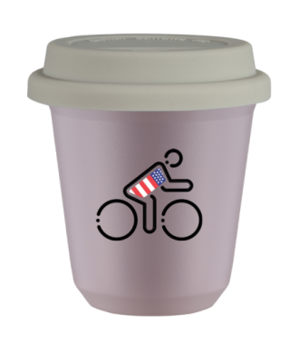 Tasse 80 ml LAVANDE "Cycliste aux couleurs britanniques", avec couvercle blanc Tasse 80 ml LAVANDE "Cycliste aux couleurs britanniques", avec couvercle blanc