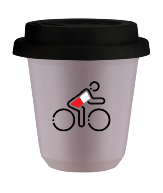 Tasse 80 ml LAVANDE "Cycliste aux couleurs polonaises", avec couvercle noir Tasse 80 ml LAVANDE "Cycliste aux couleurs polonaises", avec couvercle noir