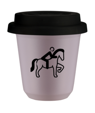 Tasse 80 ml LAVANDE "Équitation 2", avec couvercle noir Tasse 80 ml LAVANDE "Équitation 2", avec couvercle noir