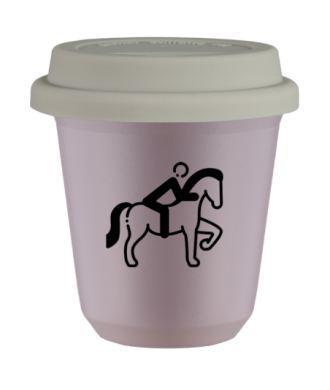 Tasse 80 ml LAVANDE "Équitation 2 (noir)", avec couvercle blanc Tasse 80 ml LAVANDE "Équitation 2 (noir)", avec couvercle blanc
