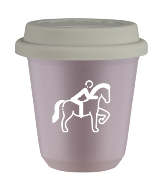 Tasse 80 ml LAVANDE "Équitation 2 (blanc)", avec couvercle blanc Tasse 80 ml LAVANDE "Équitation 2 (blanc)", avec couvercle blanc