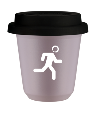 Tasse 80 ml LAVANDE "Coureur (blanc)", avec couvercle noir Tasse 80 ml LAVANDE "Coureur (blanc)", avec couvercle noir
