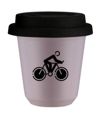 Tasse 80 ml LAVANDE "Cyclisme 2 (noir)", avec couvercle noir Tasse 80 ml LAVANDE "Cyclisme 2 (noir)", avec couvercle noir
