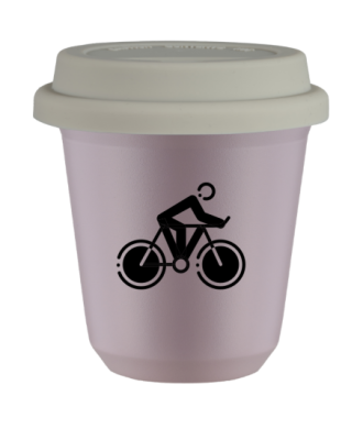 Tasse 80 ml LAVANDE "Cyclisme 2 (noir)", avec couvercle blanc Tasse 80 ml LAVANDE "Cyclisme 2 (noir)", avec couvercle blanc