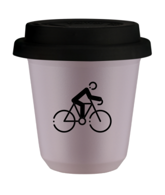 Tasse 80 ml LAVANDE "Cyclisme 3 (noir)", avec couvercle noir Tasse 80 ml LAVANDE "Cyclisme 3 (noir)", avec couvercle noir