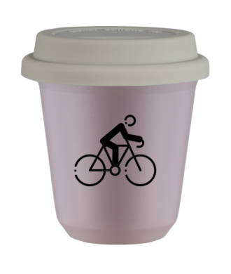 Tasse 80 ml LAVANDE "Cyclisme 3 (noir)", avec couvercle blanc Tasse 80 ml LAVANDE "Cyclisme 3 (noir)", avec couvercle blanc
