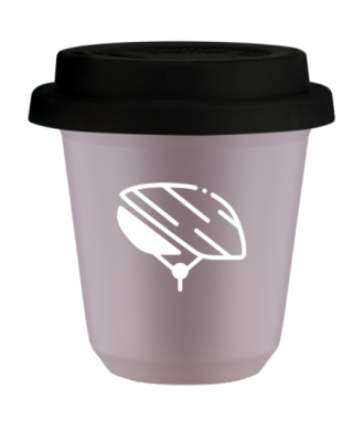 Tasse 80 ml LAVANDE "Casque (blanc)", avec couvercle noir Tasse 80 ml LAVANDE "Casque (blanc)", avec couvercle noir