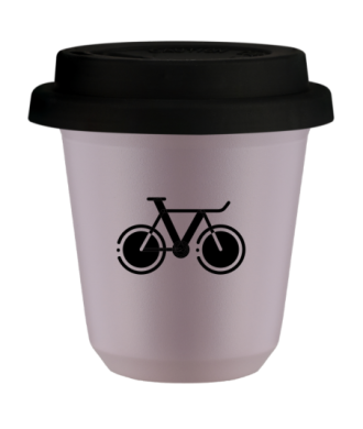 Tasse 80 ml LAVANDE "Vélo 1 (noir)", avec couvercle noir Tasse 80 ml LAVANDE "Vélo 1 (noir)", avec couvercle noir