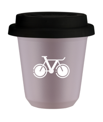 Tasse 80 ml LAVANDE "Vélo 1 (blanc)", avec couvercle noir Tasse 80 ml LAVANDE "Vélo 1 (blanc)", avec couvercle noir