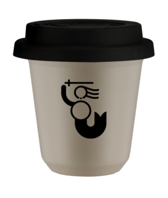 Tasse 80 ml BEIGE "WARSZAWSKA SYRENKA", avec couvercle noir Tasse 80 ml BEIGE "WARSZAWSKA SYRENKA", avec couvercle noir