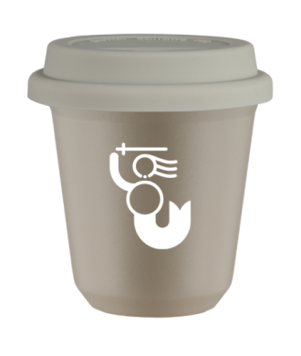 Tasse 80 ml BEIGE "WARSZAWSKA SYRENKA (blanc)", avec couvercle blanc Tasse 80 ml BEIGE "WARSZAWSKA SYRENKA (blanc)", avec couvercle blanc