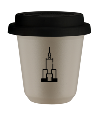 Tasse 80 ml BEIGE "Pałac kultury i nauki (noir)", avec couvercle noir Tasse 80 ml BEIGE "Pałac kultury i nauki (noir)", avec couvercle noir