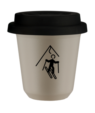 Tasse 80 ml BEIGE "Ski", avec couvercle noir Tasse 80 ml BEIGE "Ski", avec couvercle noir