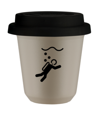 Tasse 80 ml BEIGE "Plongée (noir)", avec couvercle noir Tasse 80 ml BEIGE "Plongée (noir)", avec couvercle noir