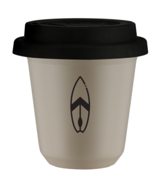 Tasse 80 ml BEIGE "Planche (noir)", avec couvercle noir Tasse 80 ml BEIGE "Planche (noir)", avec couvercle noir