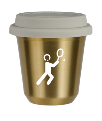 Tasse 80 ml OR "Tennis 1 (blanc)", avec couvercle blanc Tasse 80 ml OR "Tennis 1 (blanc)", avec couvercle blanc