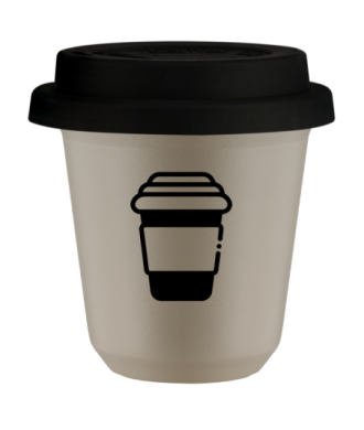 Tasse 80 ml BEIGE, avec couvercle noir Tasse 80 ml BEIGE, avec couvercle noir