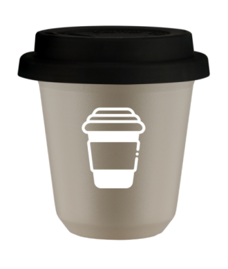 Tasse 80 ml BEIGE, avec couvercle noir Tasse 80 ml BEIGE, avec couvercle noir