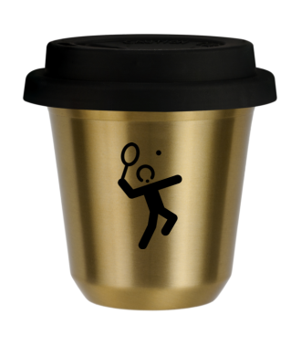 Tasse 80 ml OR "Tennis 2", avec couvercle noir Tasse 80 ml OR "Tennis 2", avec couvercle noir