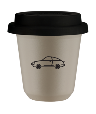 Tasse 80 ml BEIGE "Voiture (noir)", avec couvercle noir Tasse 80 ml BEIGE "Voiture (noir)", avec couvercle noir