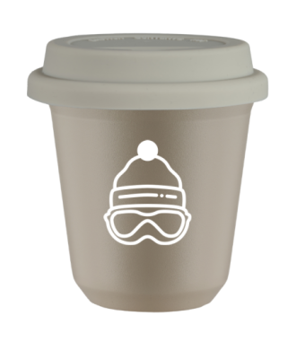 Tasse 80 ml BEIGE "Casquette (blanc)", avec couvercle blanc Tasse 80 ml BEIGE "Casquette (blanc)", avec couvercle blanc