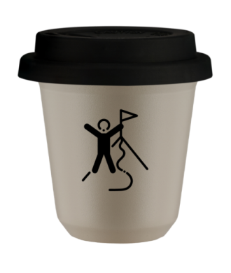Tasse 80 ml BEIGE "Escalade 1", avec couvercle noir Tasse 80 ml BEIGE "Escalade 1", avec couvercle noir