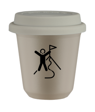 Tasse 80 ml BEIGE "Escalade 1", avec couvercle blanc Tasse 80 ml BEIGE "Escalade 1", avec couvercle blanc