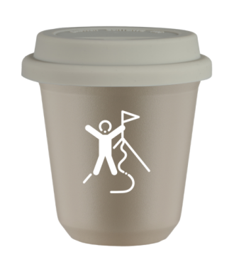 Tasse 80 ml BEIGE "Escalade 1 (blanc)", avec couvercle blanc Tasse 80 ml BEIGE "Escalade 1 (blanc)", avec couvercle blanc