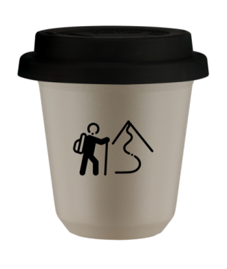 Tasse 80 ml BEIGE "Escalade 2", avec couvercle noir Tasse 80 ml BEIGE "Escalade 2", avec couvercle noir