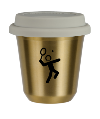 Tasse 80 ml OR "Tennis 2 (noir)", avec couvercle blanc Tasse 80 ml OR "Tennis 2 (noir)", avec couvercle blanc
