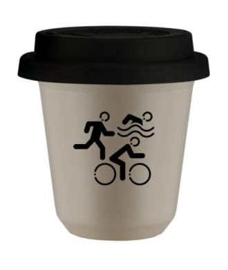 Tasse 80 ml BEIGE "Sports", avec couvercle noir Tasse 80 ml BEIGE "Sports", avec couvercle noir