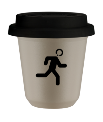 Tasse 80 ml BEIGE "Coureur", avec couvercle noir Tasse 80 ml BEIGE "Coureur", avec couvercle noir