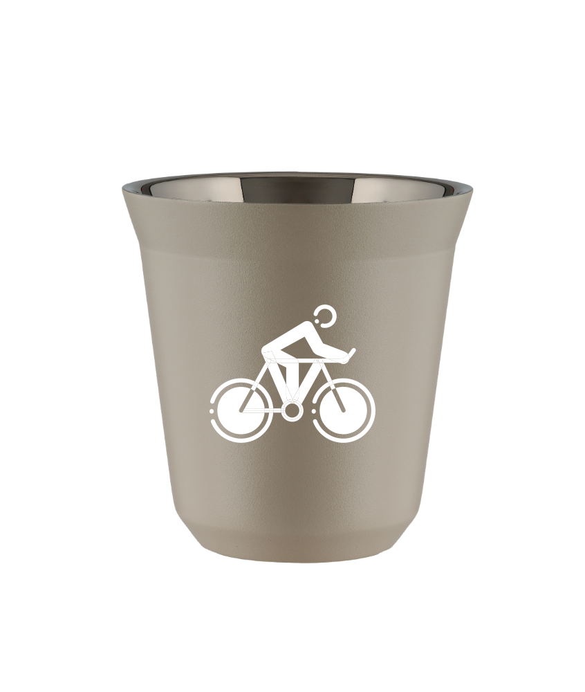 Tasse 80 ml BEIGE "Cyclisme 2 (blanc)" Tasse 80 ml BEIGE "Cyclisme 2 (blanc)"