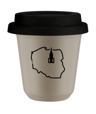 Tasse 80 ml BEIGE "Pologne", avec couvercle noir Tasse 80 ml BEIGE "Pologne", avec couvercle noir