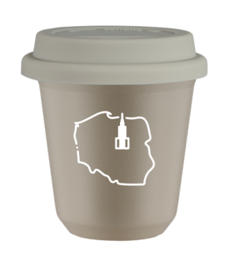 Tasse 80 ml BEIGE "Pologne (blanc)", avec couvercle blanc Tasse 80 ml BEIGE "Pologne (blanc)", avec couvercle blanc