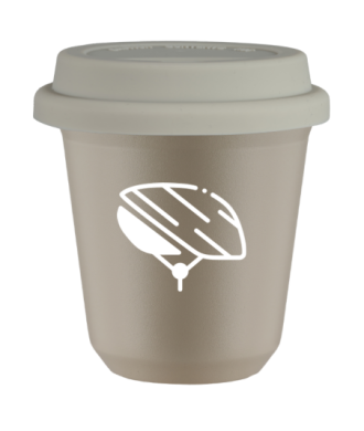 Tasse 80 ml BEIGE "Casque (blanc)", avec couvercle blanc Tasse 80 ml BEIGE "Casque (blanc)", avec couvercle blanc