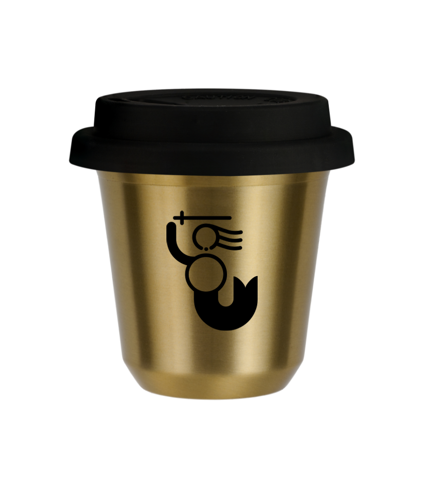 Tasse 80 ml OR "WARSZAWSKA SYRENKA", avec couvercle noir