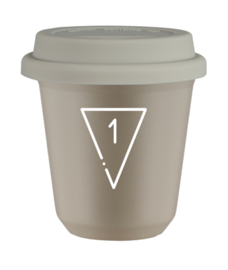 Tasse 80 ml BEIGE "1 (blanc)", avec couvercle blanc Tasse 80 ml BEIGE "1 (blanc)", avec couvercle blanc