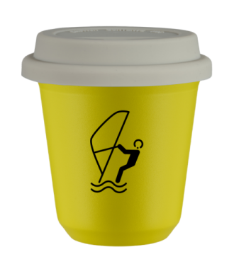 Tasse 80 ml JAUNE "Sports nautiques", avec couvercle blanc Tasse 80 ml JAUNE "Sports nautiques", avec couvercle blanc