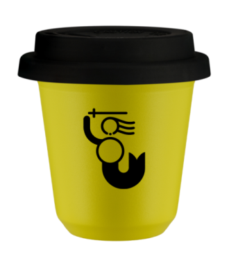 Tasse 80 ml JAUNE "WARSZAWSKA SYRENKA", avec couvercle noir Tasse 80 ml JAUNE "WARSZAWSKA SYRENKA", avec couvercle noir