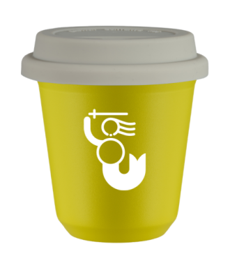 Tasse 80 ml JAUNE "WARSZAWSKA SYRENKA (blanc)", avec couvercle blanc Tasse 80 ml JAUNE "WARSZAWSKA SYRENKA (blanc)", avec couvercle blanc