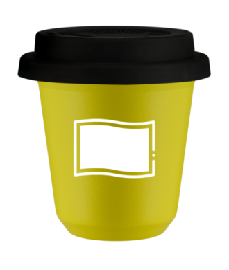 Tasse 80 ml JAUNE "Drapeau polonais (blanc)", avec couvercle noir Tasse 80 ml JAUNE "Drapeau polonais (blanc)", avec couvercle noir