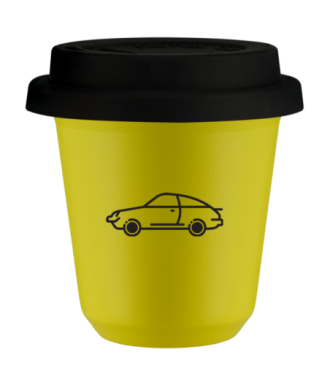 Tasse 80 ml JAUNE "Voiture", avec couvercle noir Tasse 80 ml JAUNE "Voiture", avec couvercle noir