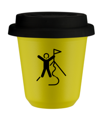 Tasse 80 ml JAUNE "Escalade 1", avec couvercle noir Tasse 80 ml JAUNE "Escalade 1", avec couvercle noir