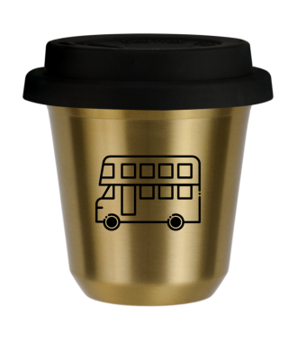 Tasse 80 ml OR "Bus (noir)", avec couvercle noir Tasse 80 ml OR "Bus (noir)", avec couvercle noir