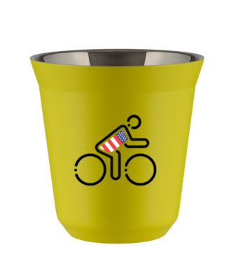 Tasse 80 ml JAUNE "Cycliste aux couleurs britanniques" Tasse 80 ml JAUNE "Cycliste aux couleurs britanniques"